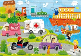 Пазл листовой на подложке &quot;Транспорт&quot; 24 дет.