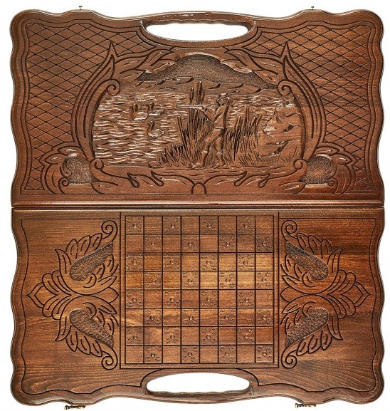 Нарды резные с ручкой "Охота" Haleyan