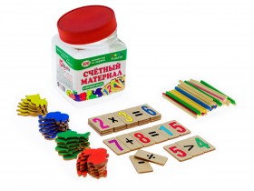 Анданте. Д561а Счетный мат. &quot;Животные&quot; 100 эл.(цифры и знаки 26шт)+24 животных+50 счетных палочек