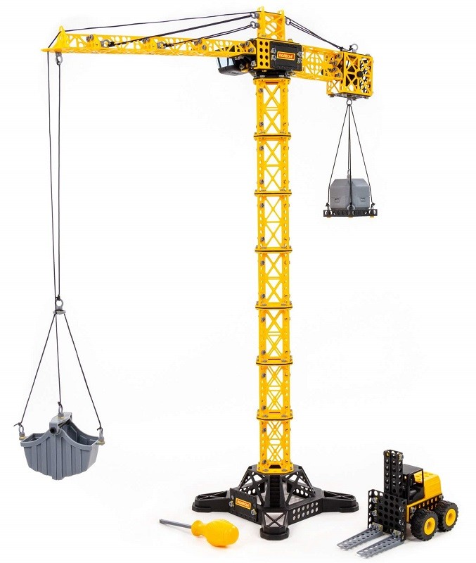 Конструктор "Башенный кран "Гигант" с погрузчиком" (588 дет.) 9+