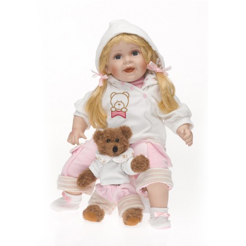 RF-Collection. Фарфоровая кукла "Фрида" с медвежонком арт.205190 (55 см.)
