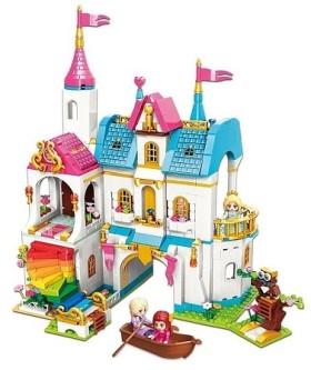 Qman. Конструктор Princess Leah Lake Rainbow Castle 605 дет.