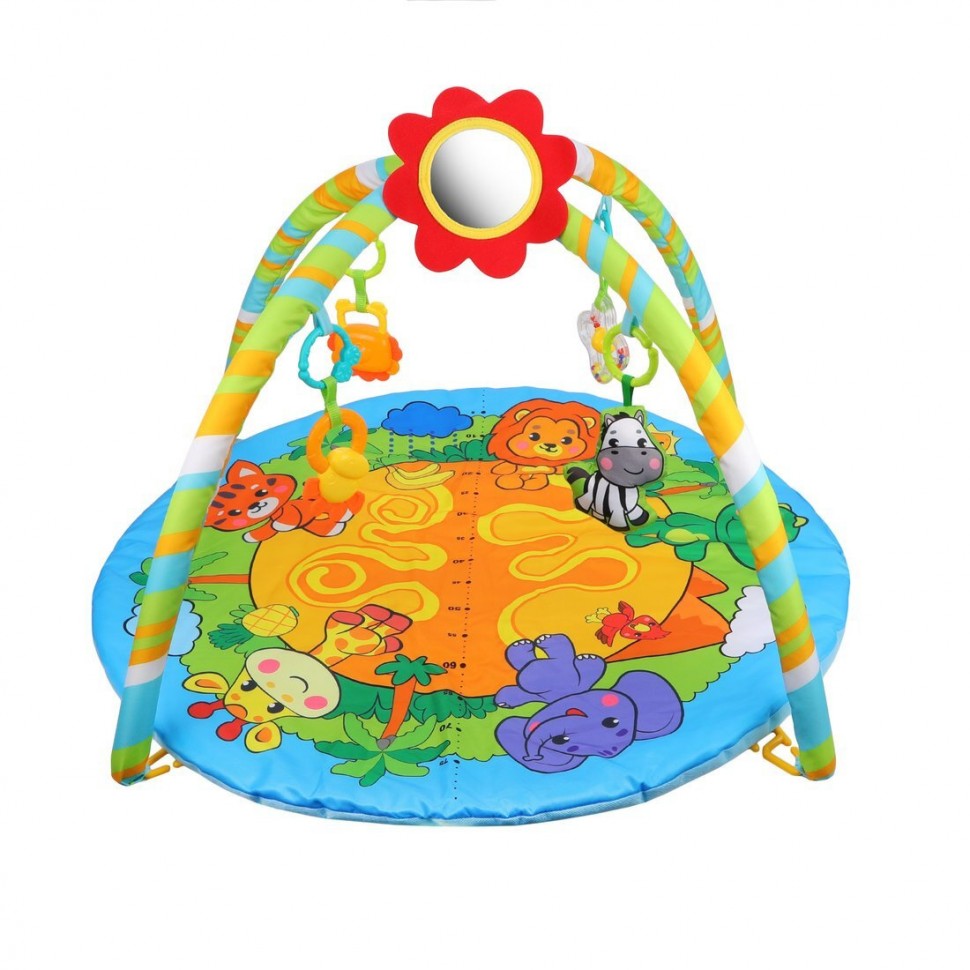Жирафики. Развивающий коврик "Джунгли" ростомер, 5 съем. игр., 80 см