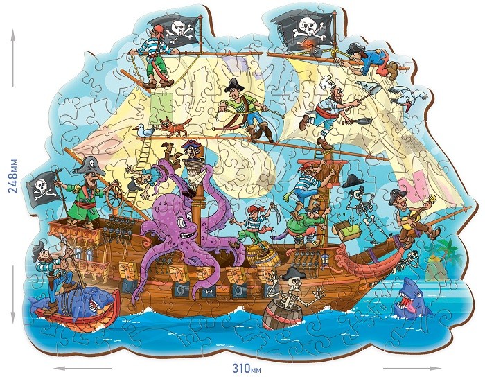 Фигурный деревянный пазл "FUN ART collection" Пиратский корабль"