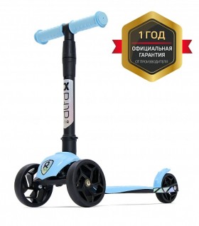 Детский трехколесный самокат Альфа (Alfa Mini R) нежно голубой 2+