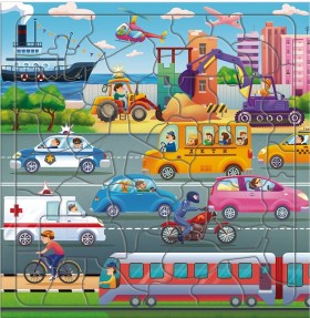 Пазл 45 фигурный на подложке &quot;Транспорт&quot; 30 см 3+