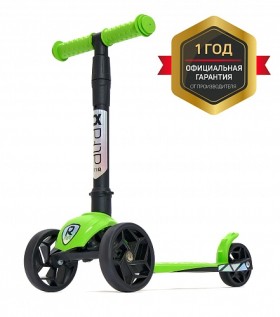 Детский трехколесный самокат Альфа (Alfa Mini R) зеленый флюр 2+