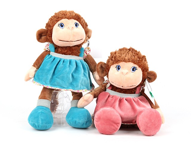 Обезьянка GT9137 в платье, 37 см, в ассортименте TM PLUSH APPLE
