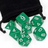 Набор 7 кубиков для ролевых игр (зелёные) + мешочек