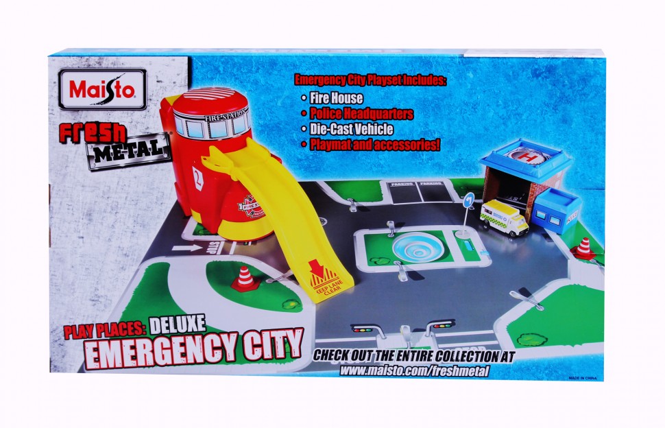 Maisto.Игровой набор арт.12117 "EMERGENCY CITY Спасательные службы" пожарная станция и полиция